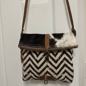 Brown and Black Chevron Patterned Myra Bag